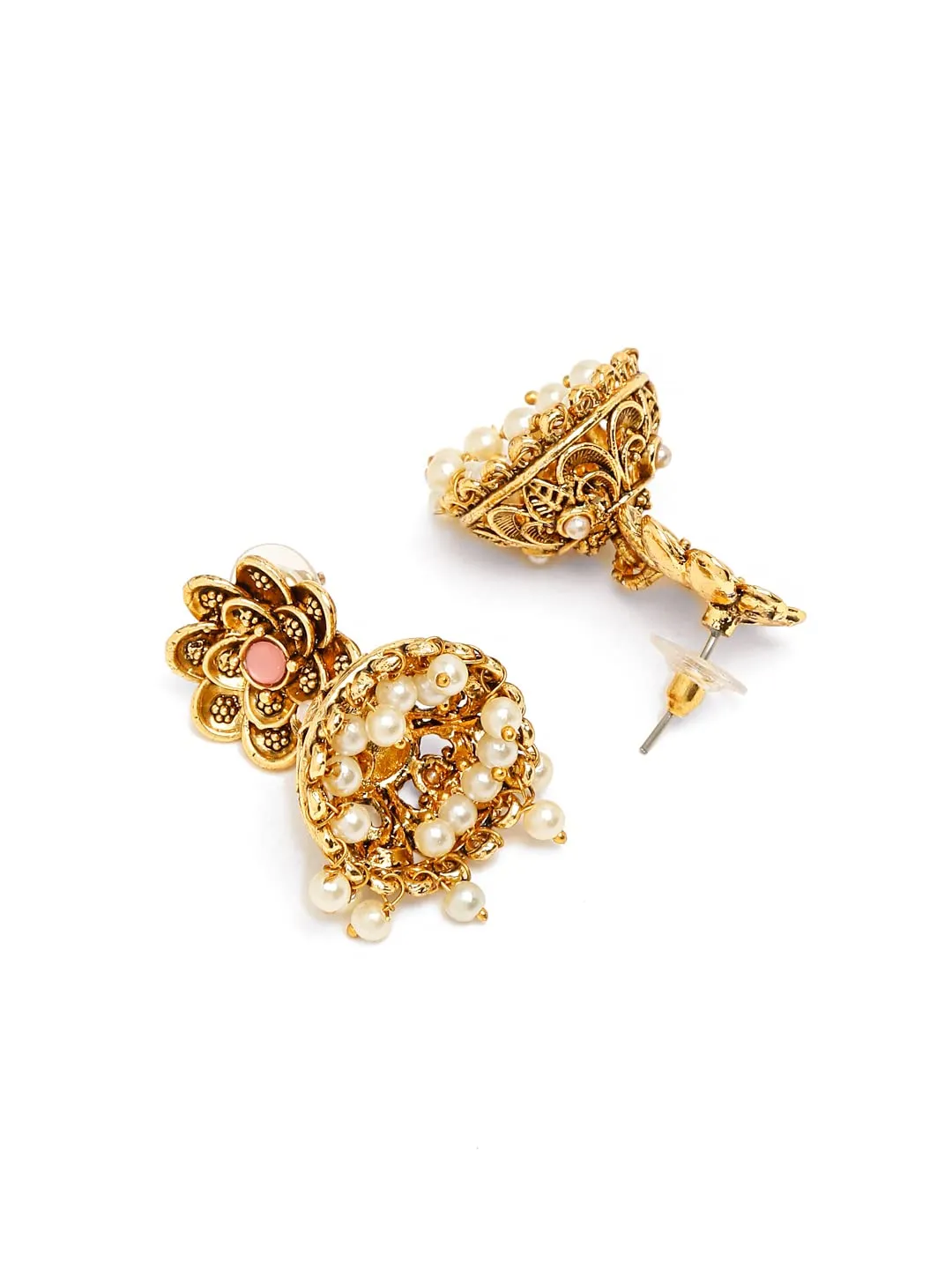 Yellow Chimes Earrings for Women Oxidised Gold Plated Peacock Designed Crystal studded Beads Drop Chandbali Drop Earrings for Women and Girls (ER 4)