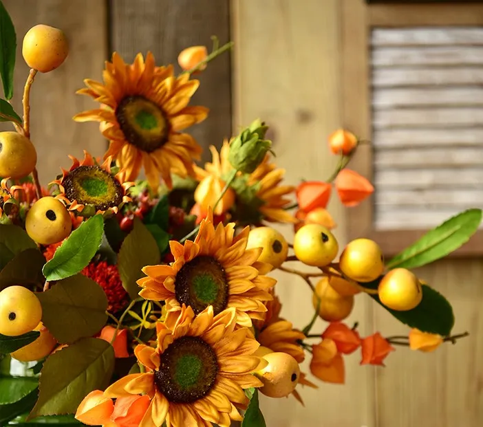 Yellow Sunflowers, Botany Plants, Unique Floral Arrangement for Home Decoration, Table Centerpiece, Real Touch Artificial Flowers for Dining Room