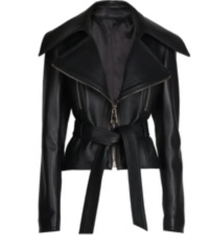 Zip Front Luxe Leather Jacket